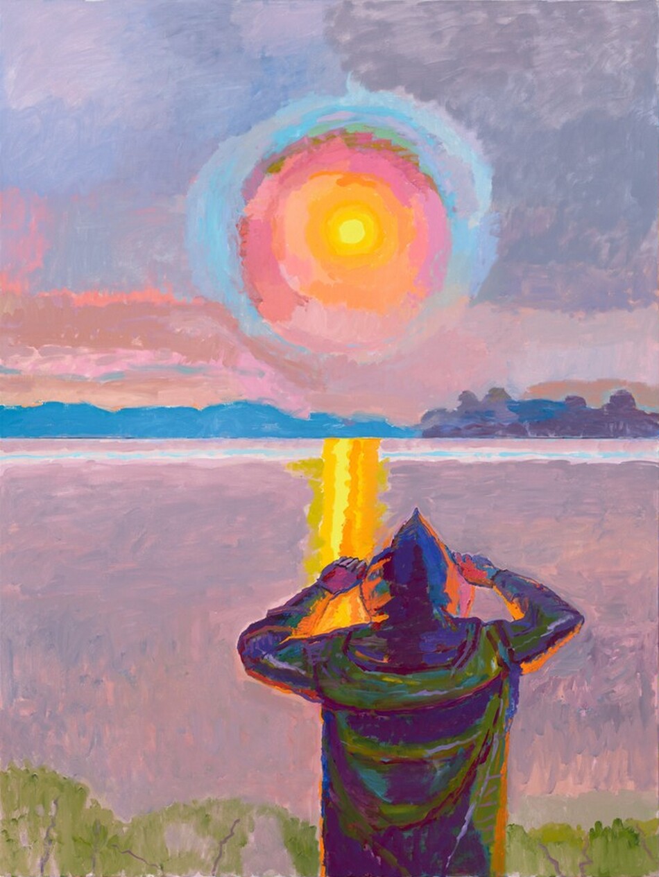 Yellow Rise Sun Watcher by Graham Nickson